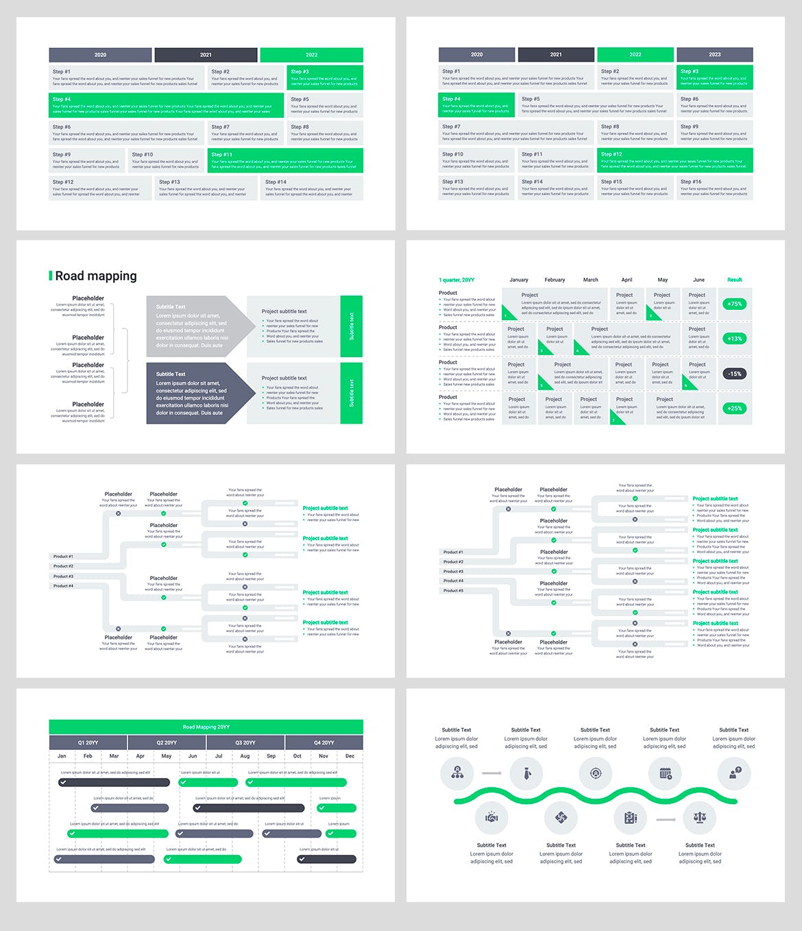 产品路线规划谷歌幻灯片设计模板 Product Roadmap Google Slides插图(1)