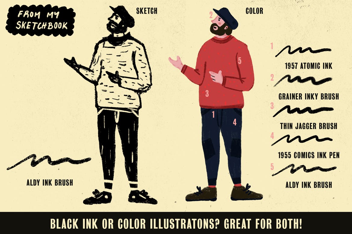 历史插画名家手绘风格Procreate绘画笔刷 Auld Inks for Procreate插图(3)