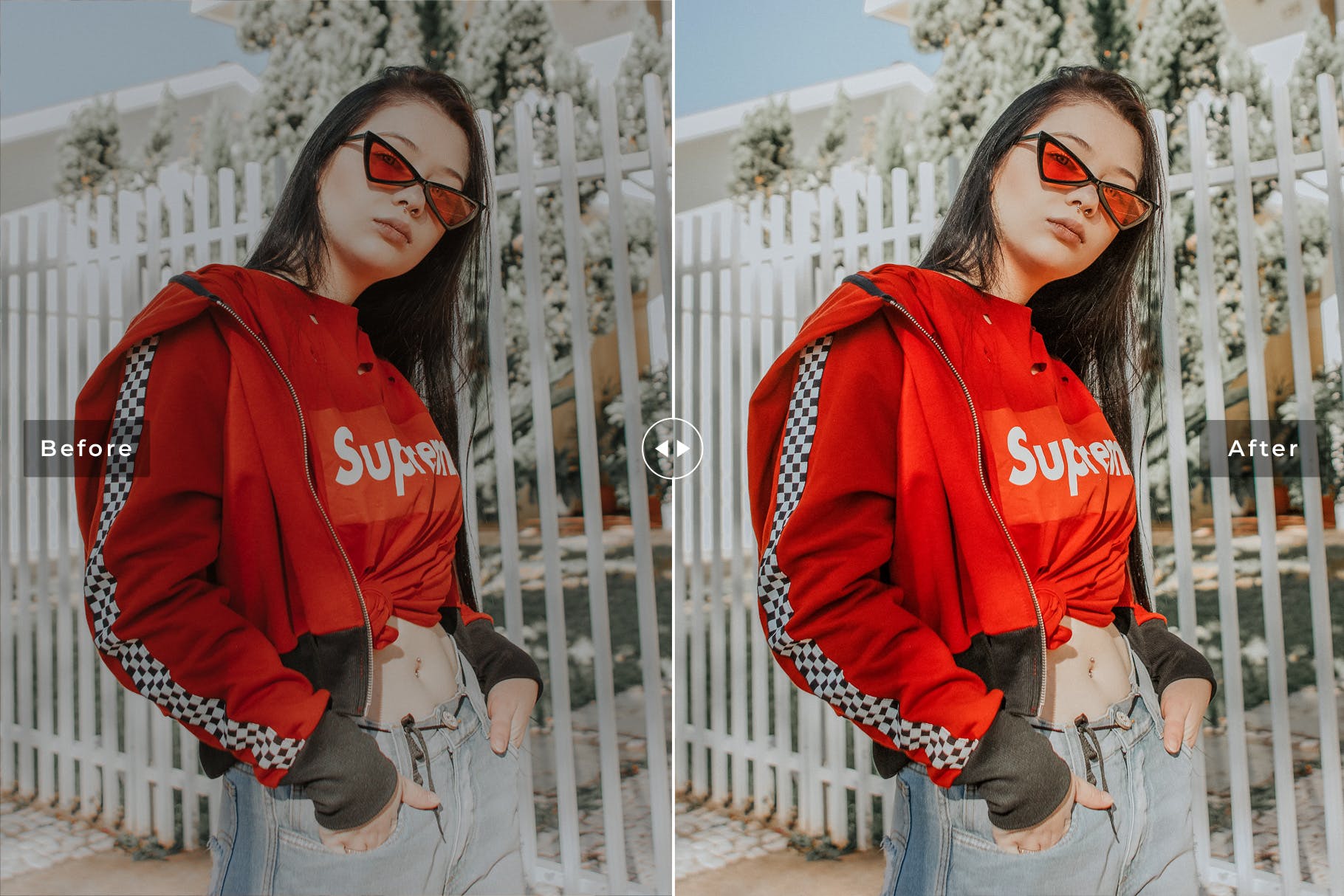 唯美明快暖色调人像摄影后期处理LR预设 Supreme Mobile & Desktop Lightroom Presets插图(1)