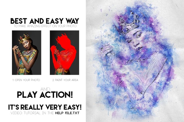 炫彩照片水彩艺术效果生成PS动作 Watercolor Photoshop Action插图(1)