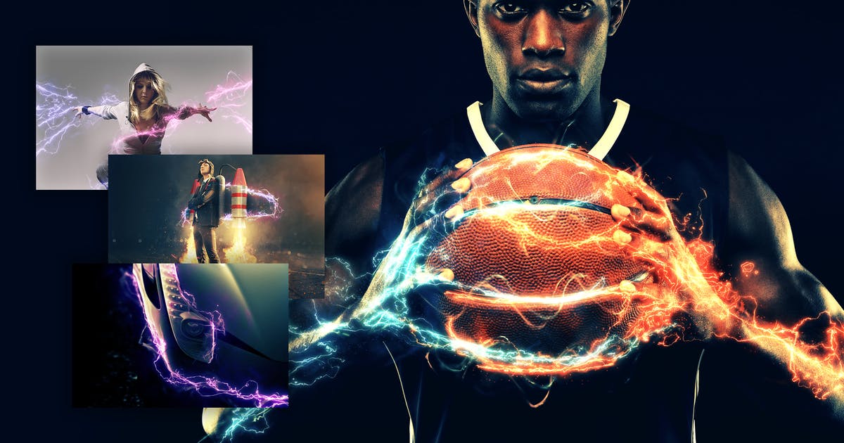 闪电雷电特效图片处理PS动作 Tesla Photoshop Action CS4+插图