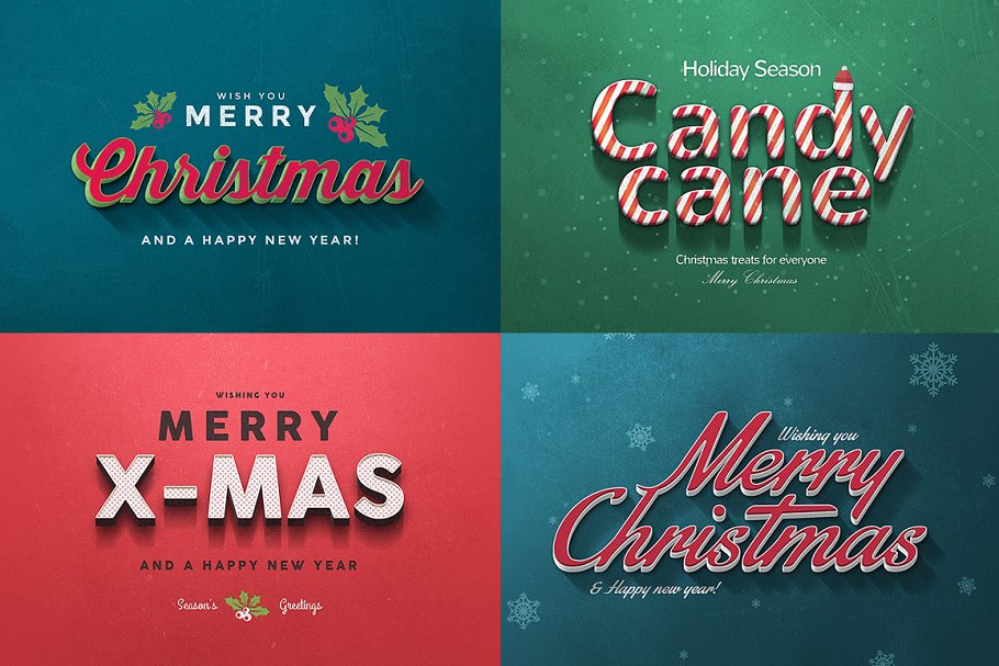 圣诞节主题文本图层样式v1 Christmas Text Effects Vol.1插图(2)