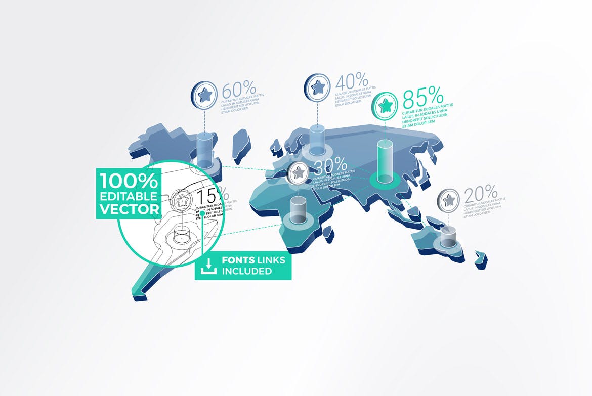 3D商务企业品牌宣传合作信息图表设计素材2 3D Corporate Infographic Elements 2插图(4)
