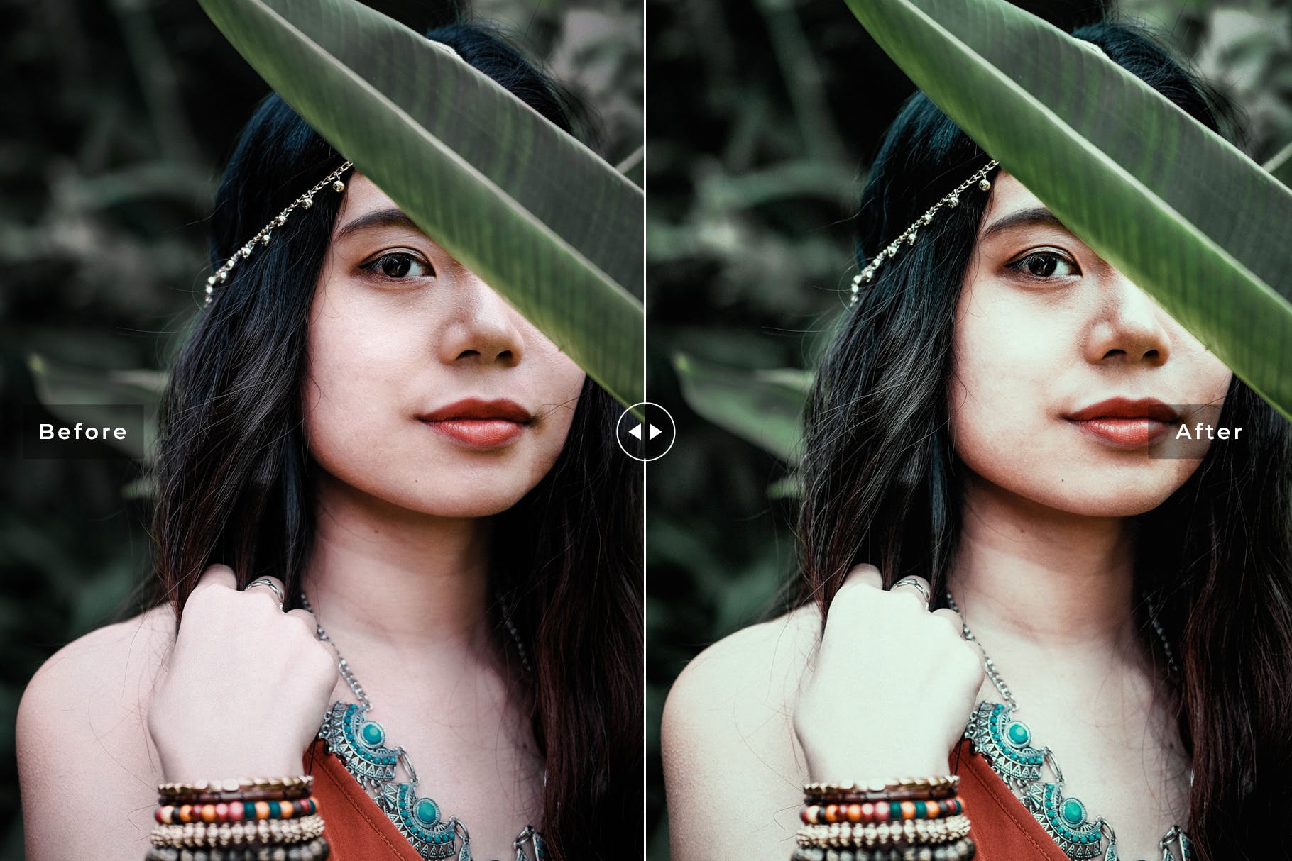 浅绿流行色调人像摄影后期处理LR调色预设 Tropical Mobile & Desktop Lightroom Presets插图(1)