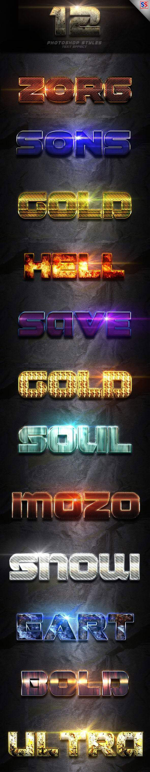 12个华丽金属立体文本效果PS字体样式Vol 8插图