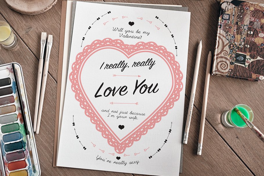 爱心爱情装饰AI笔刷 Hot Love Illustrator Brushes插图(1)