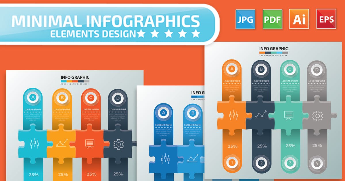 拼图元素信息图表设计素材插图
