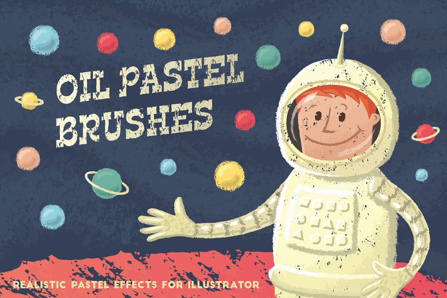 蜡笔笔画笔迹AI笔刷 Oil Pastel Brushes插图