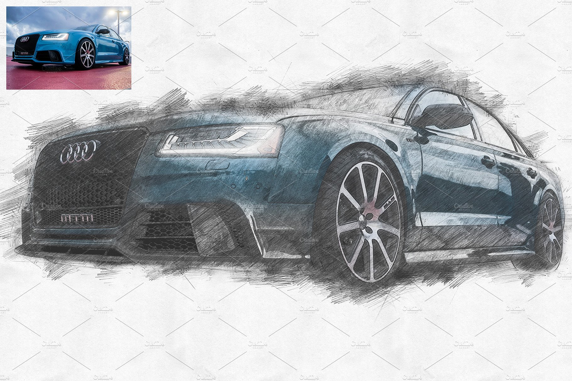 高品质铅笔素描效果的PS动作 Pencil Sketch Photoshop Action [atn]插图(6)