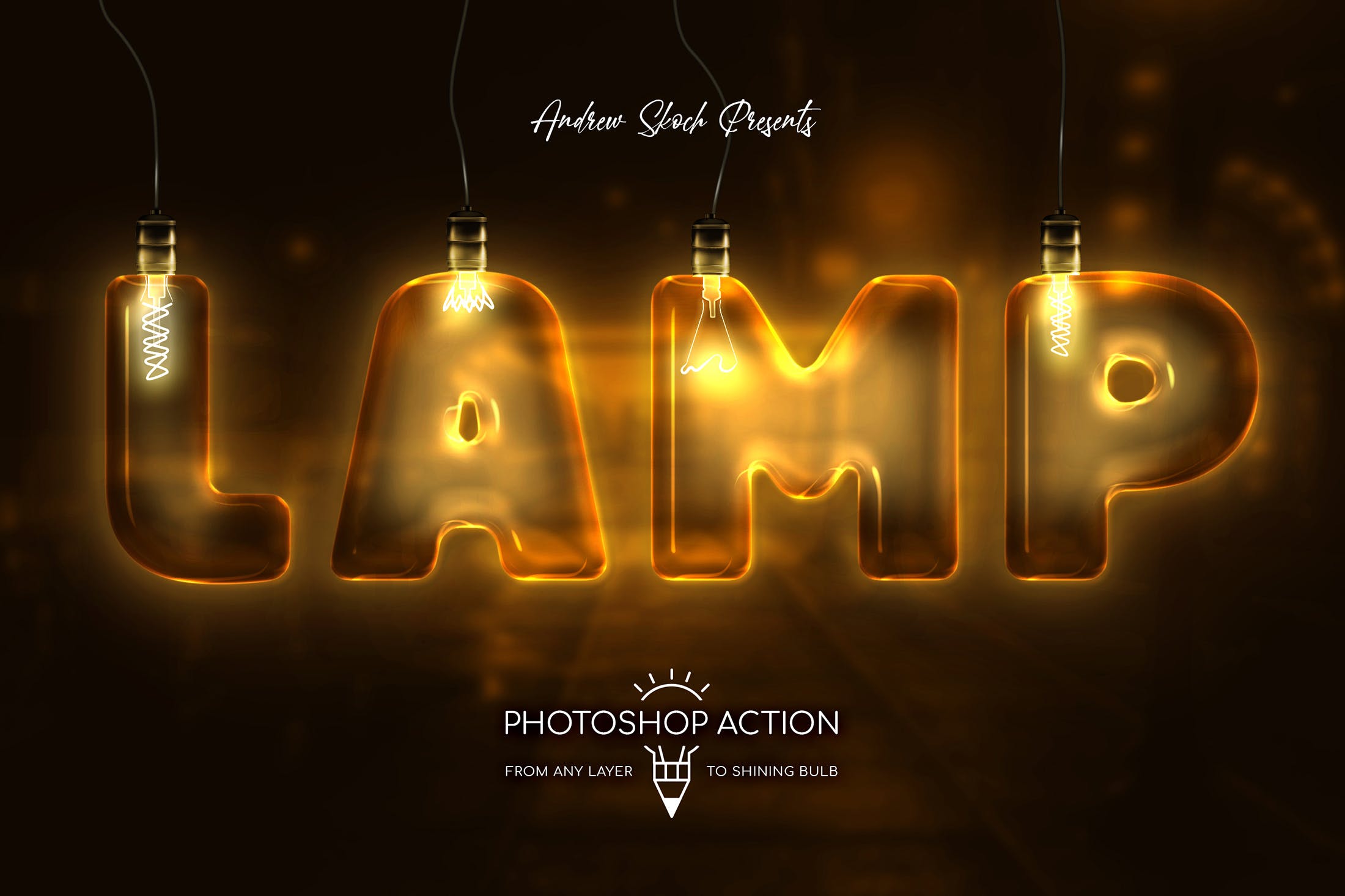 发光灯泡英文字母文字特效素材库精选PS动作 Light Bulb – Photoshop Action插图(5)