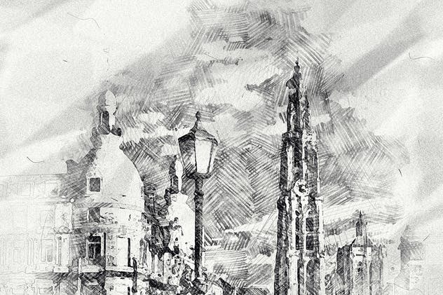 铅笔素描油画混合效果PS动作 Pencil n Watercolor Photoshop Action插图(5)