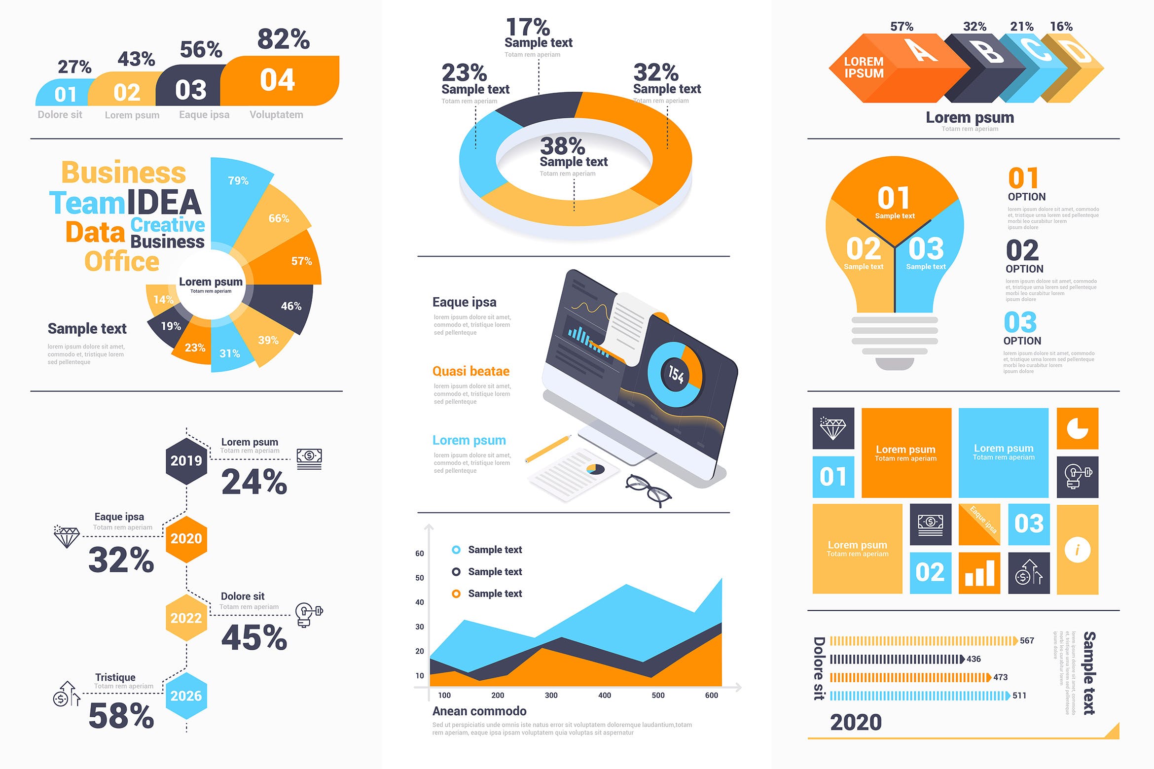 现代设计风格数据信息图表矢量图形素材库精选素材包v2 Modern Infographics design collection vol.2插图