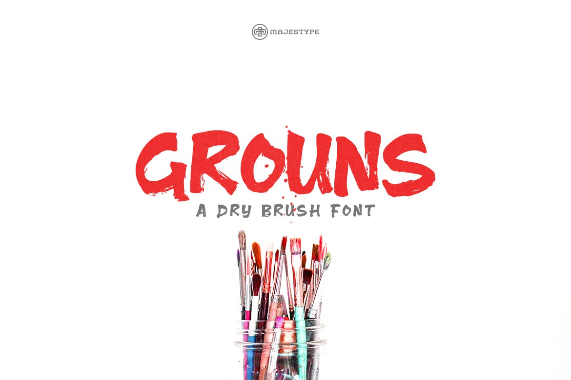 T恤/海报/排版设计干笔刷粗体英文字体 Grouns插图