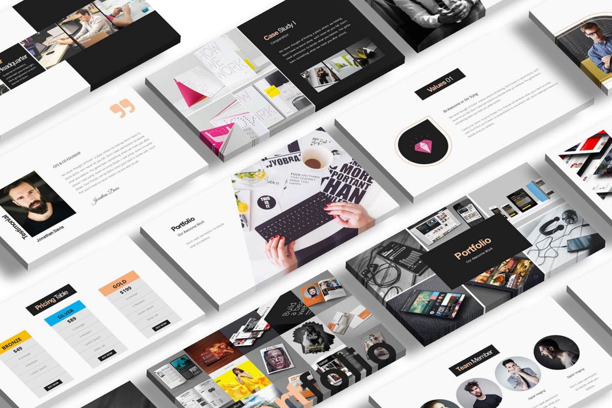 创意互联网产品服务介绍PPT演示文稿模板 Rockefeller Creative Powerpoint Presentation插图