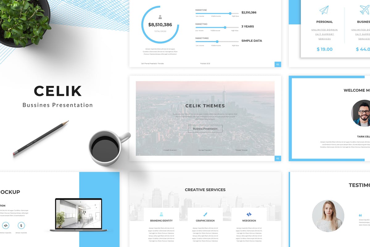 极简主义现代风格谷歌幻灯片模板 Celik Google Slides Template插图