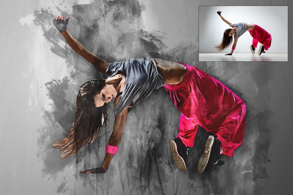 现代时尚水彩艺术Photoshop动作下载插图(6)