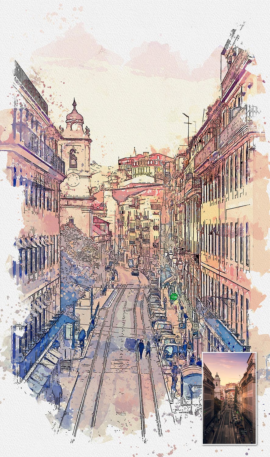 城市速写艺术效果PS动作 Urban Sketch Photoshop Action插图(7)