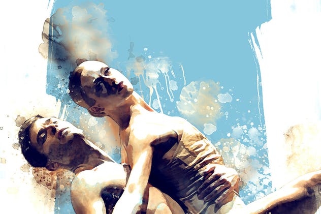 艺术水彩手绘效果一键生成PS动作 Artistic Watercolor Photoshop Action插图(2)