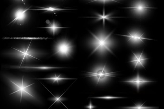 镜头眩光＆星光效果PS笔刷 Lens Flare & Stars Photoshop Brushes插图(2)