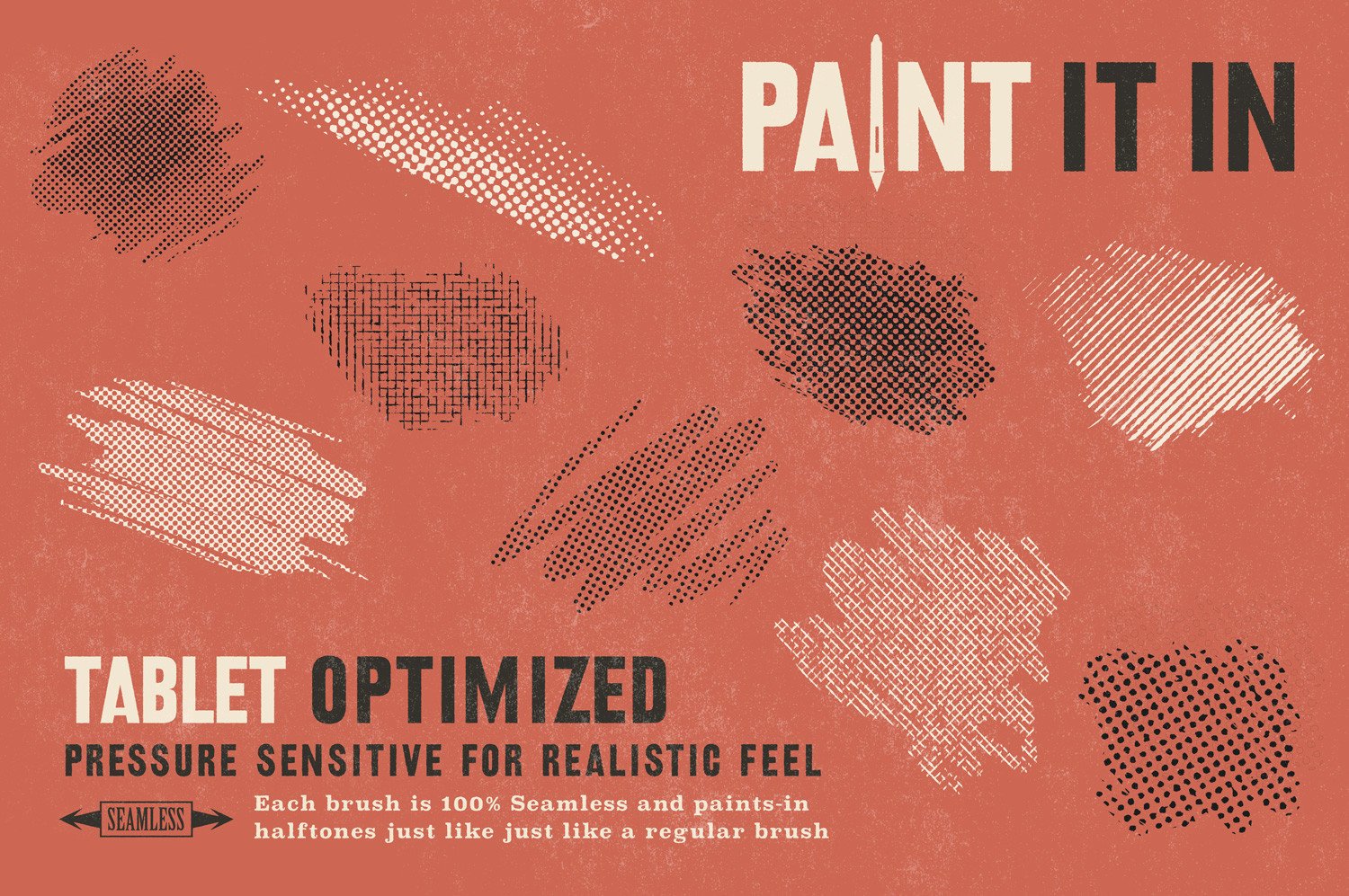 超过220种效果的半色调PS笔刷合集 BEAT TONES: Beat Up Halftone Brushes插图(3)