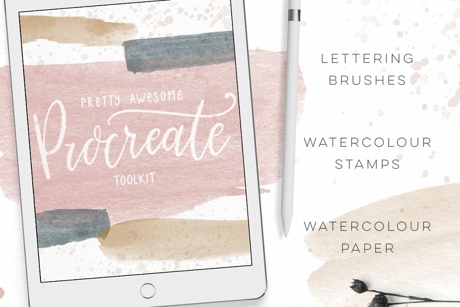 水彩画笔纹理Procreate笔刷 Procreate Brushes Watercolor Kit插图