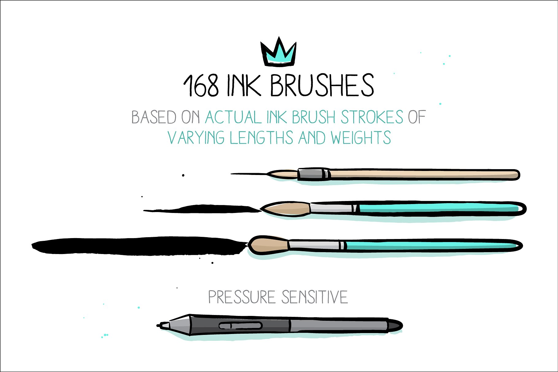 手绘毛笔画笔笔迹笔画AI笔刷 Hand-drawn ink AI brushes插图(1)