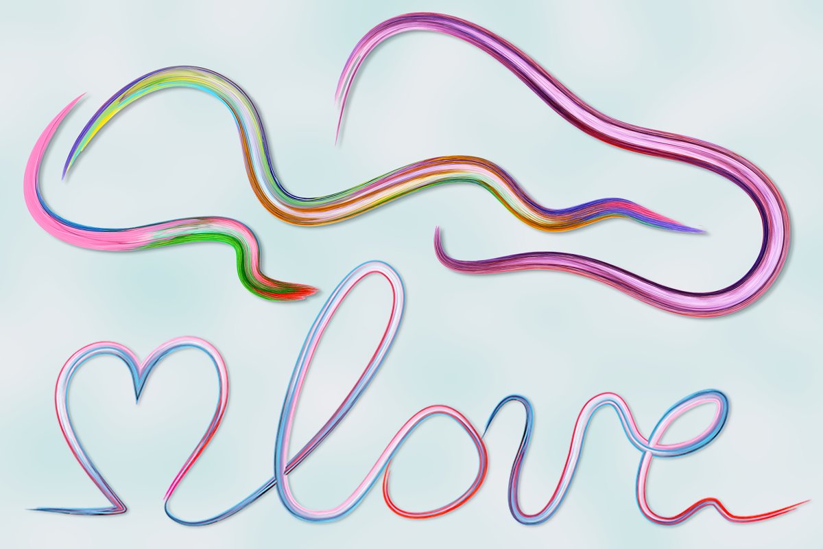 插画家的数字绘画艺术心形彩虹画笔插图(1)