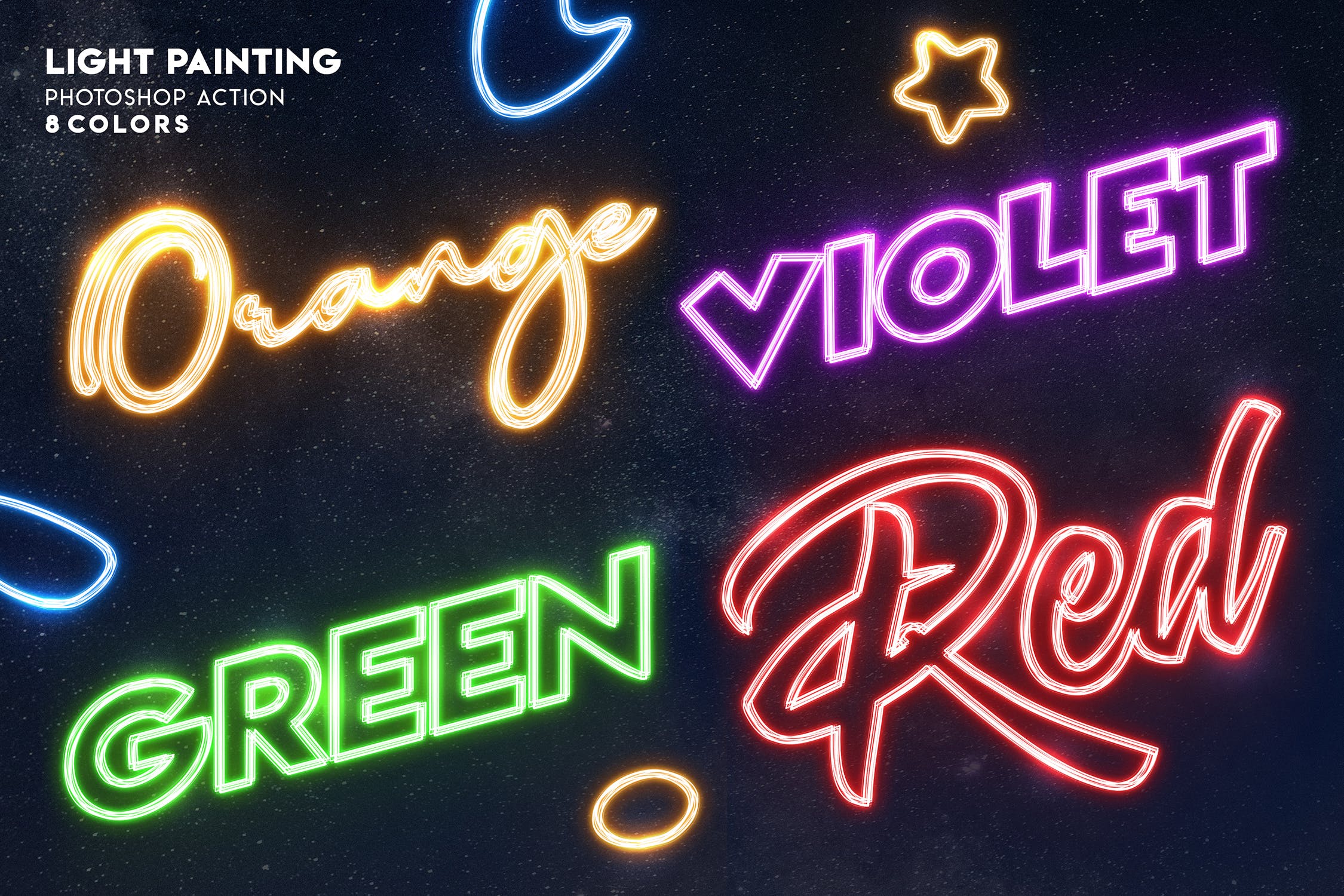 霓虹灯发光字体特效PS动作 Light Painting – Photoshop Action插图(8)