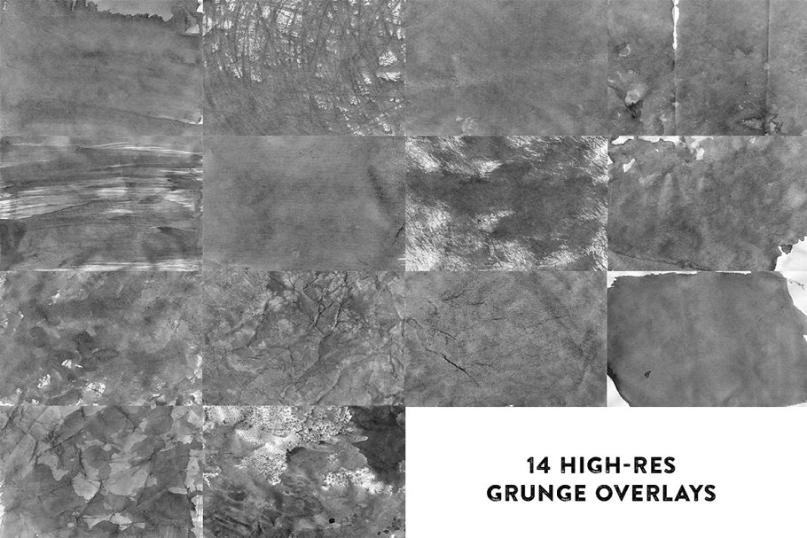14款仿旧做旧风格油墨图层样式 14 Distressed Ink Overlays插图(1)