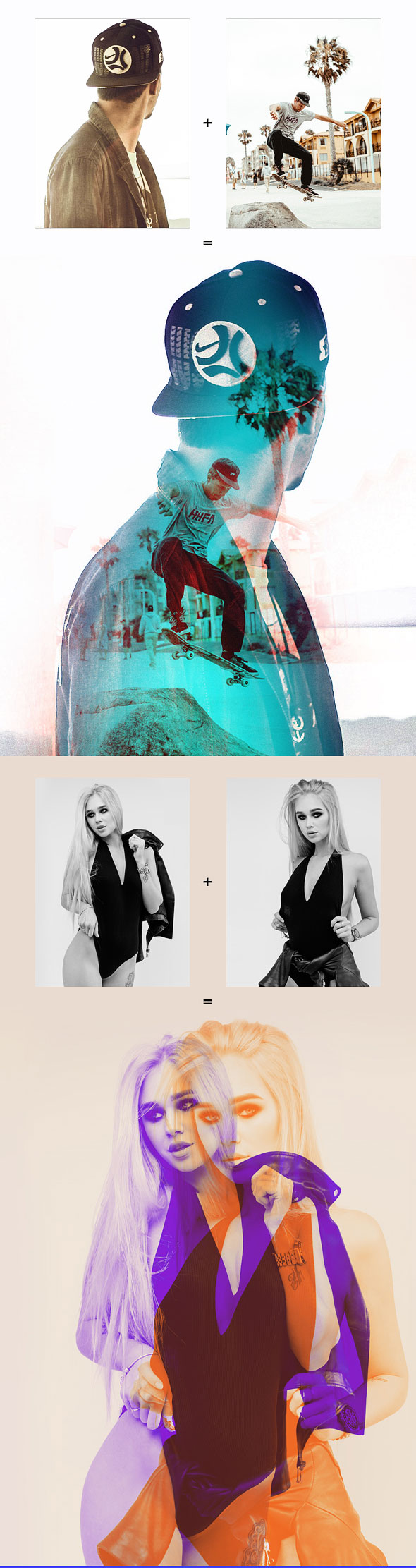 照片双重曝光处理的PS动作 Double Color Exposure Photoshop Actions V2插图(3)