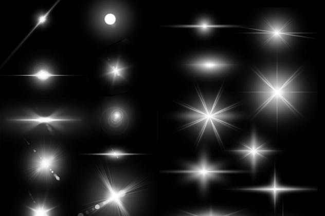 镜头眩光＆星光效果PS笔刷 Lens Flare & Stars Photoshop Brushes插图(1)