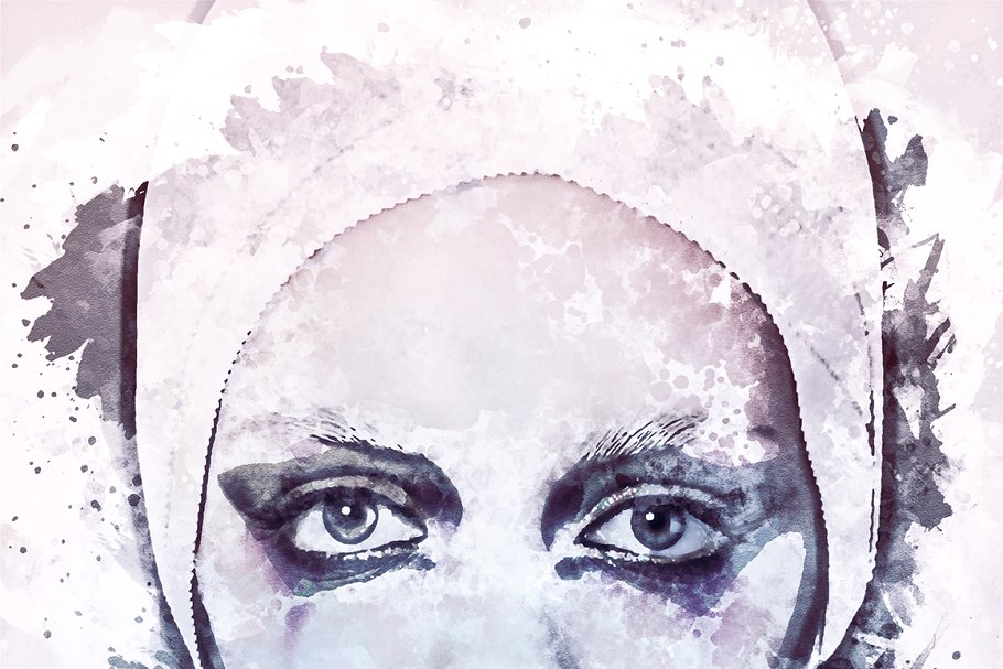 人物肖像照片水彩效果PS动作 Watercolor Portrait Photo Template插图(7)