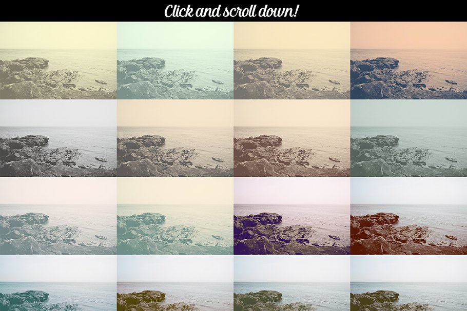 照片褪色做旧效果PS动作 Faded Presets (+111 Bonus Gradients)插图(2)