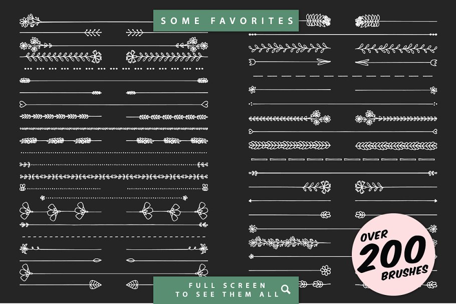 花草图案AI笔刷 Flowers & Stems Illustrator Brushes插图(2)