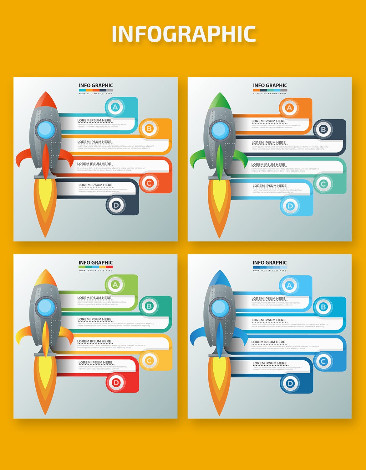 火箭-信息图表矢量图形素材库精选素材 Rocket Infographics design插图(1)