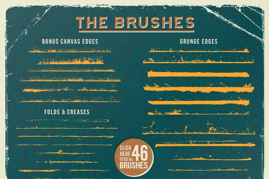 复古做旧风格二手店褶皱、折痕和边缘效果AI笔刷 Vintage Vector Edge Brushes插图(3)