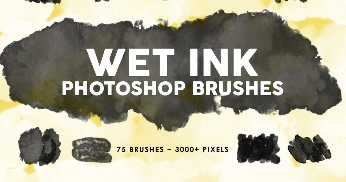 75个墨水肌理纹理PS印章笔刷素材合集 75 Wet Ink Photoshop Stamp Brushes插图