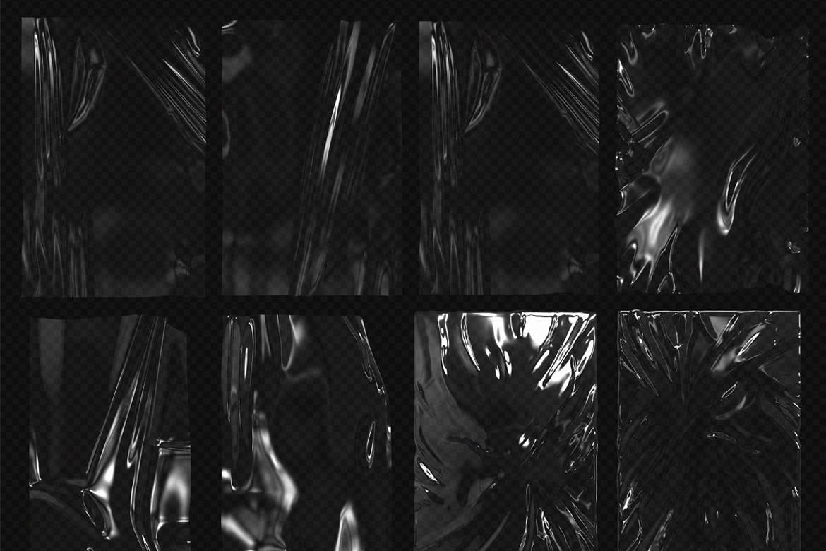 塑料伸缩膜包装效果图PSD分层模板 Plastic Foil Wrap Overlays插图(1)