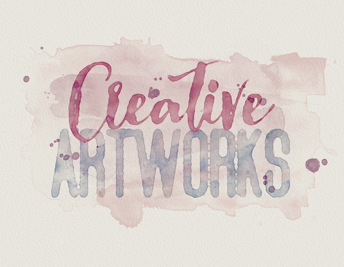 5款添加水彩文字效果PSD分层模板 5 Watercolor Text or Shape Effect Templates插图(5)