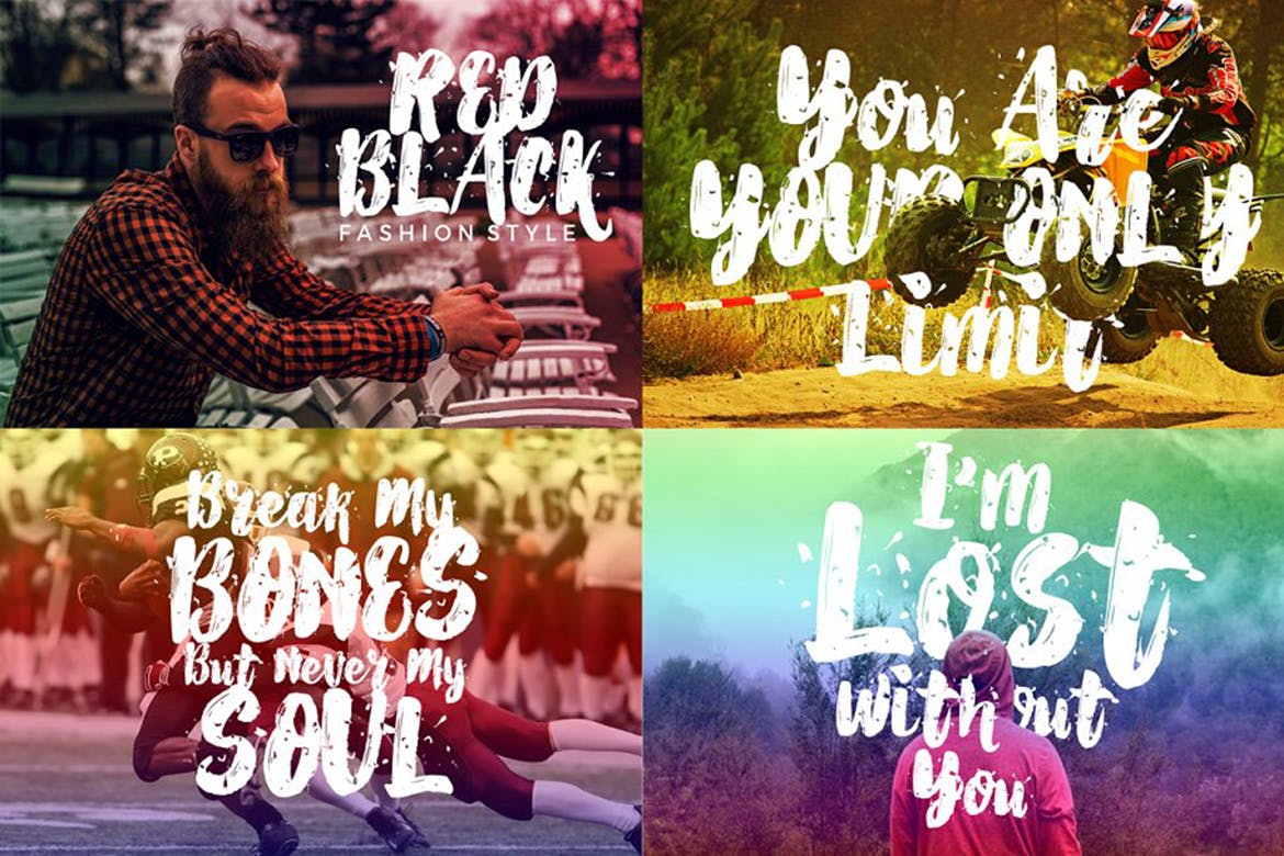 斑点脏纹理英文粗体笔刷艺术字体 Alexdirte Brush Font插图(4)