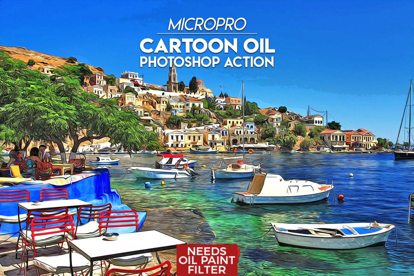 PS油画效果及卡通油画一键生成PS动作 MicroPro Cartoon Oil Photoshop Action插图