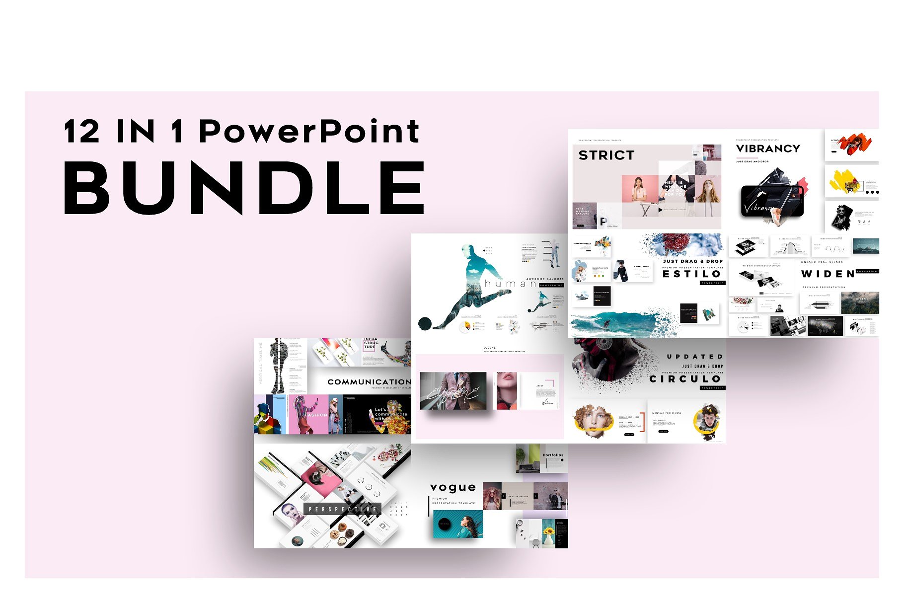 12合1创意极简的幻灯片模板合辑下载 12-IN-1 Creative PowerPoint Bundle [pptx]插图
