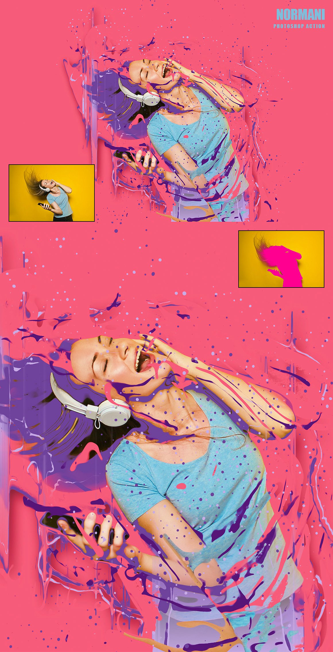 时尚酷炫彩色泼墨效果的PS动作套装下载 [atn]