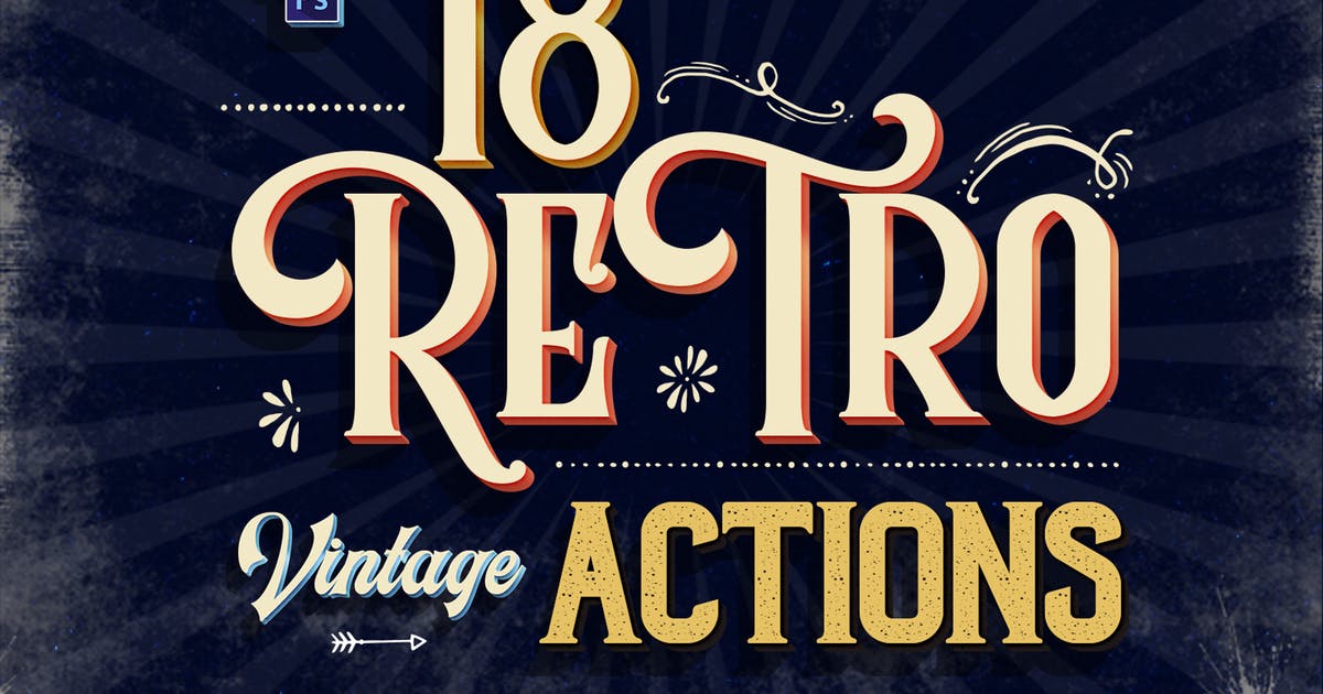 复古立体英文字体特效PS动作 Vintage Text Photoshop Action插图