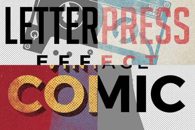 复古纸质凸版印刷纹理效果PSD分层模板 Vintage Letterpress Texture Effects插图(4)