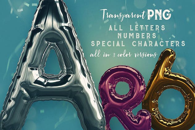 3D金箔气球字体样式PSD分层模板 Foil Balloon – 3D Lettering插图(1)