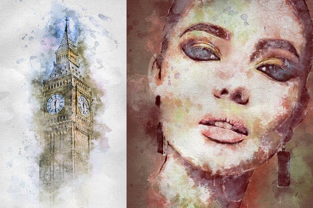 炫彩照片水彩艺术效果生成PS动作 Watercolor Photoshop Action插图(12)