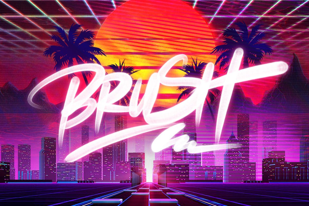 复古海报发光字体特效Procreate笔刷插图(3)