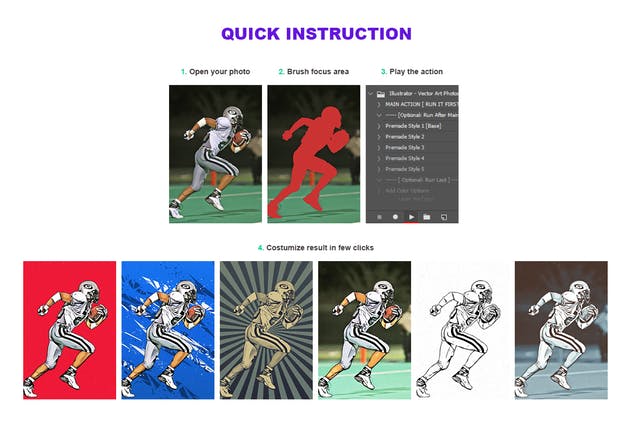 复古漫画素描艺术效果Photoshop动作 Illustrator – Vector Art Photoshop Action插图(1)