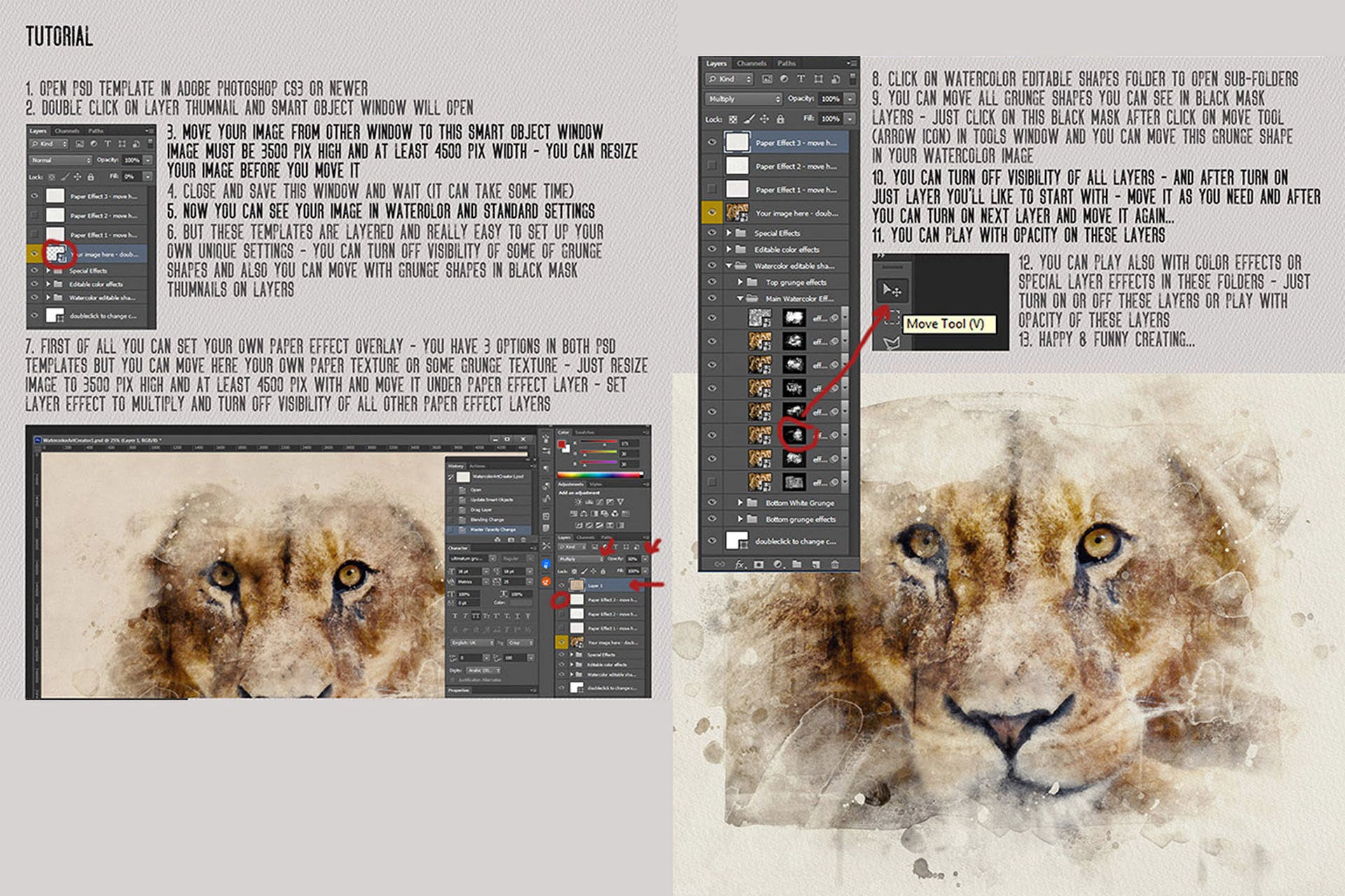 照片转水彩画效果PSD模板 The Ultimate Watercolor Creator 1插图(10)
